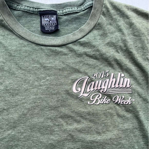 Men's Laughlin T-Shirt Green Motorcycle L Bike Week Racing Desert USA Nevada - Picture 3 of 14